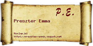 Preszter Emma névjegykártya